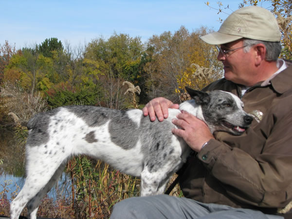 Blue Belle with Murry at a quiet lakeside park during her early days after adoption, before we understood her stress signals.