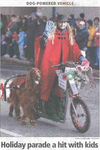 Dog-powered scooter in Holiday Parade